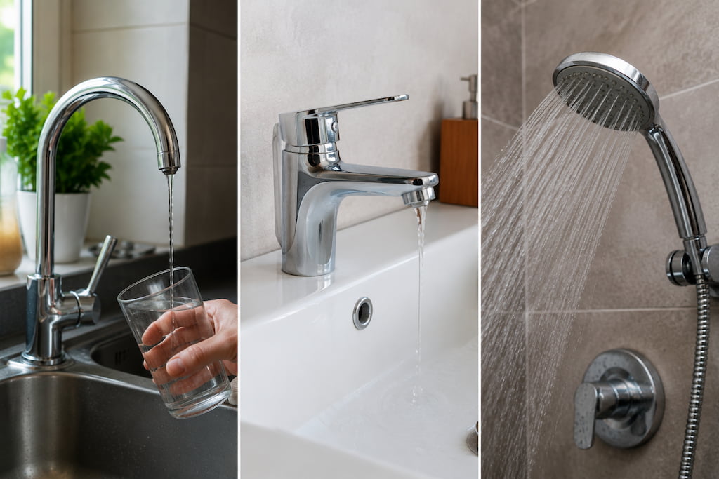 Comparar la presión de varios grifos de la vivienda Comparación de presión de agua entre el grifo de la cocina y el lavabo de la ducha